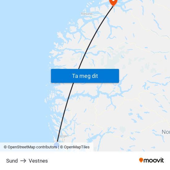 Sund to Vestnes map