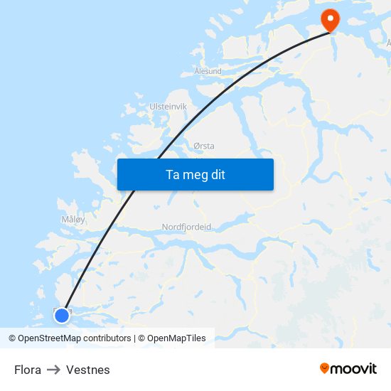 Flora to Vestnes map