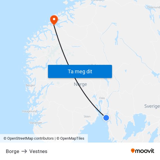 Borge to Vestnes map