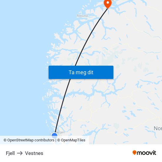 Fjell to Vestnes map