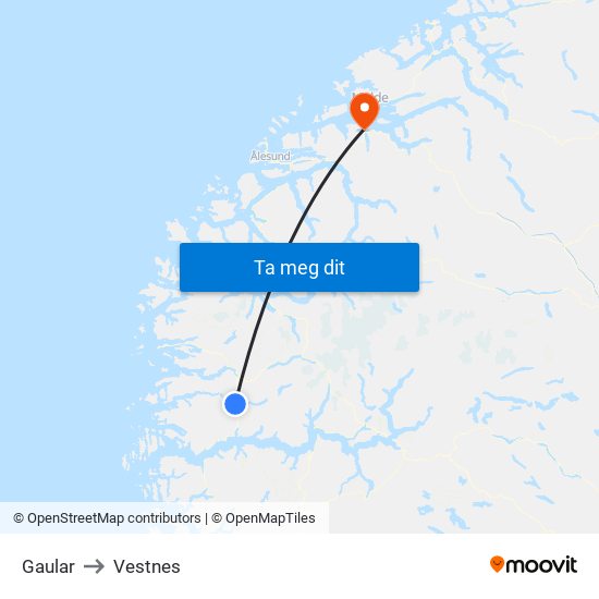 Gaular to Vestnes map