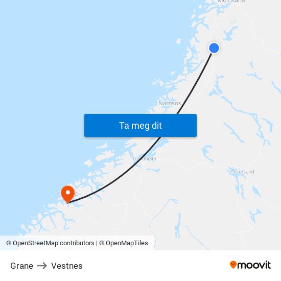 Grane to Vestnes map