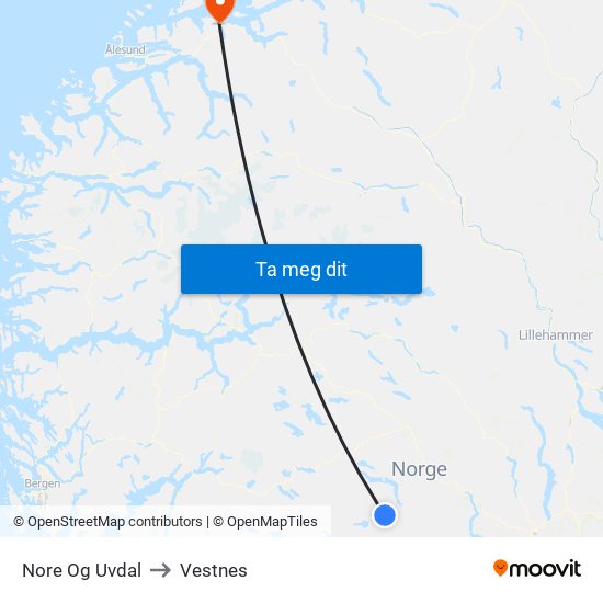 Nore Og Uvdal to Vestnes map