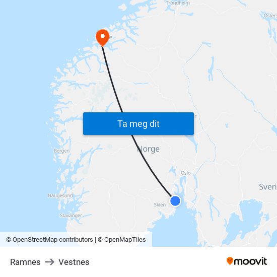 Ramnes to Vestnes map