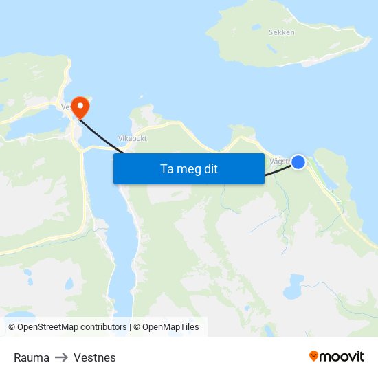 Rauma to Vestnes map