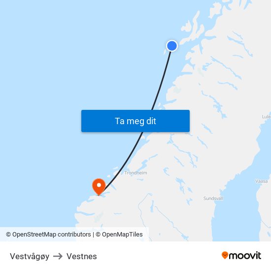 Vestvågøy to Vestnes map
