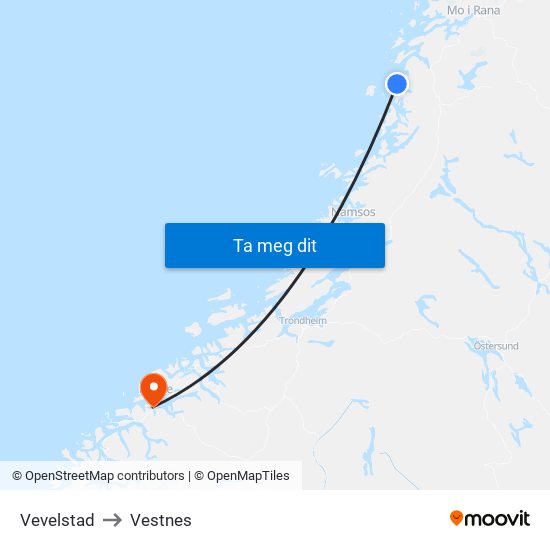 Vevelstad to Vestnes map