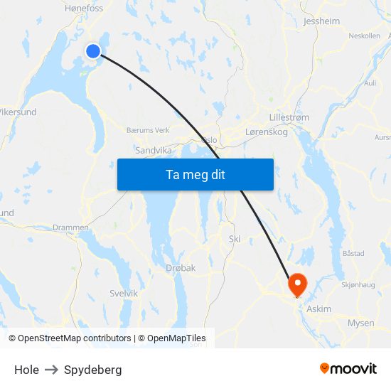 Hole to Spydeberg map