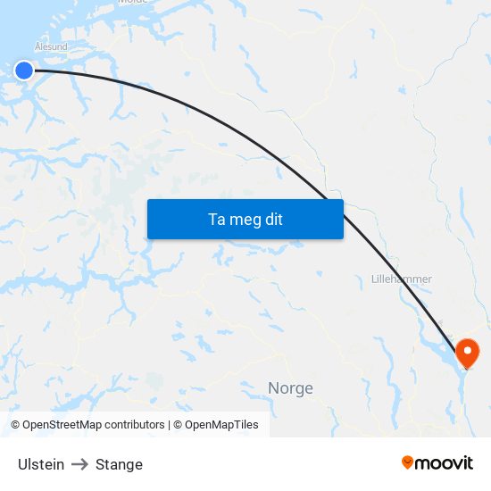 Ulstein to Stange map