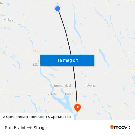 Stor-Elvdal to Stange map