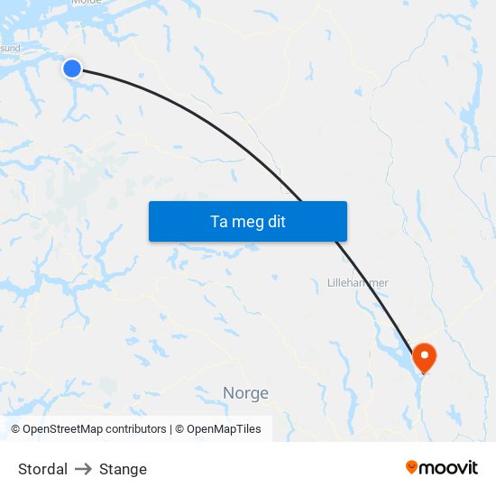 Stordal to Stange map