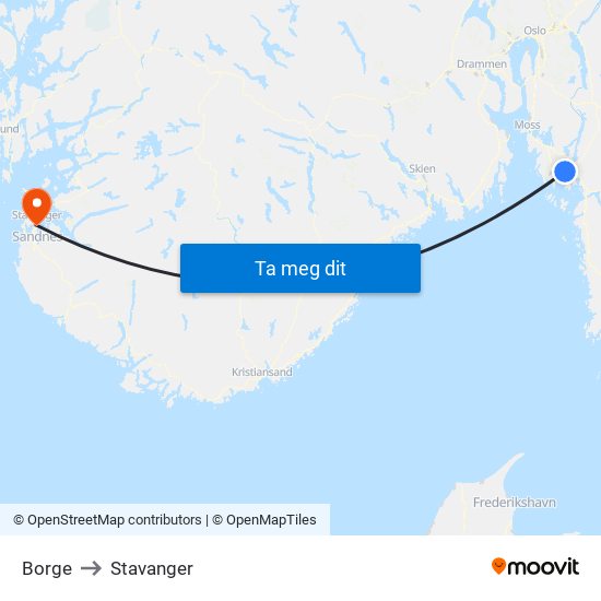 Borge to Stavanger map