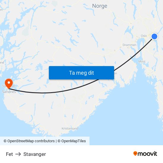 Fet to Stavanger map