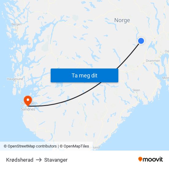 Krødsherad to Stavanger map