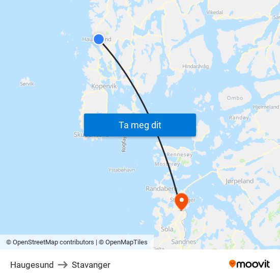 Haugesund to Stavanger map