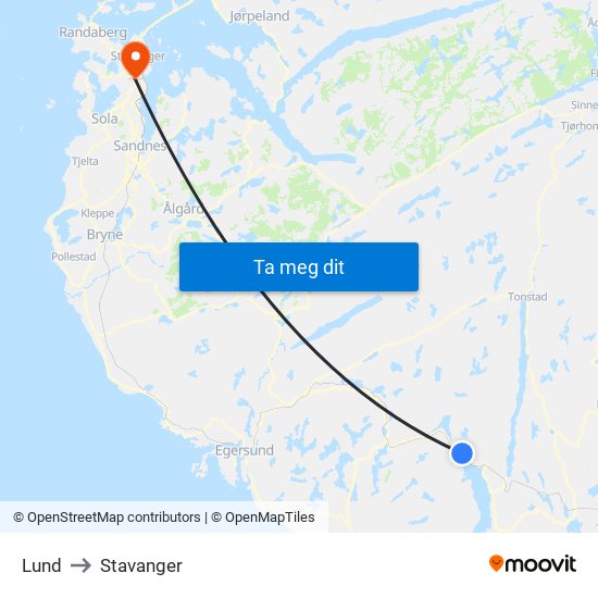 Lund to Stavanger map