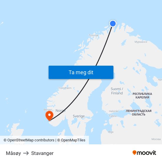 Måsøy to Stavanger map