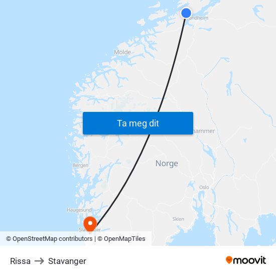 Rissa to Stavanger map