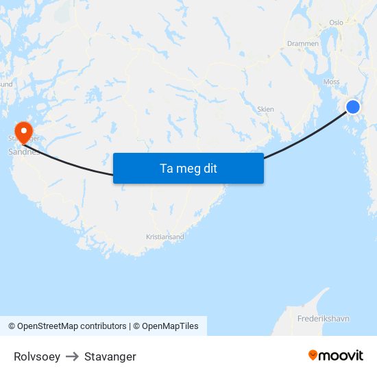Rolvsoey to Stavanger map