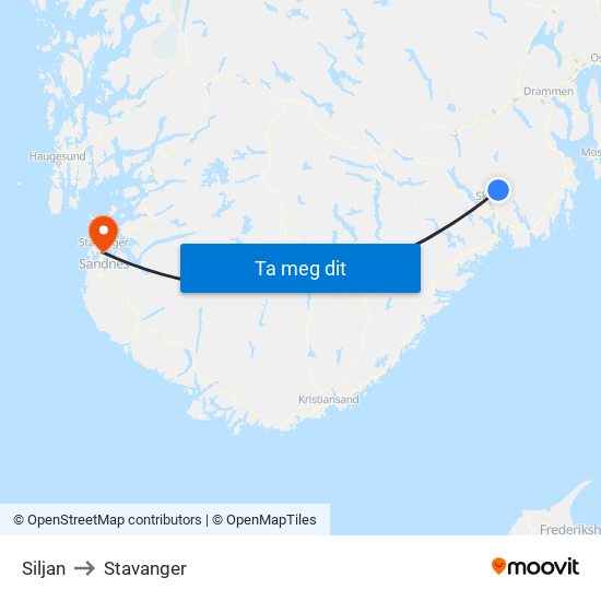 Siljan to Stavanger map