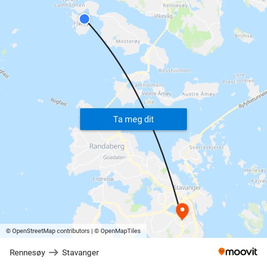 Rennesøy to Stavanger map