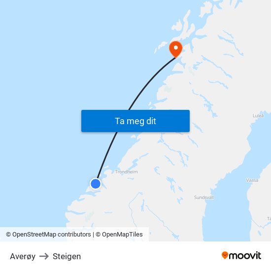 Averøy to Steigen map