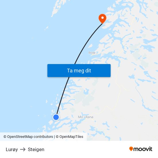 Lurøy to Steigen map