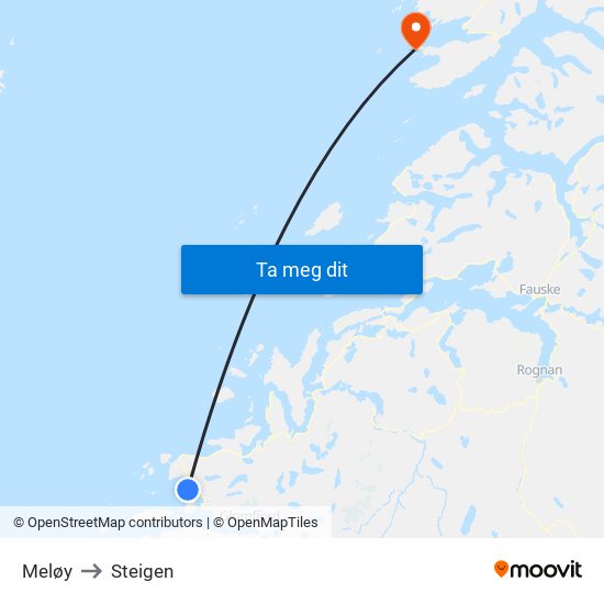 Meløy to Steigen map