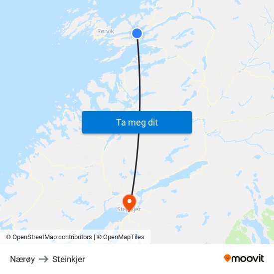 Nærøy to Steinkjer map