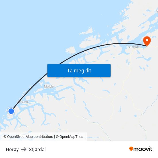 Herøy to Stjørdal map