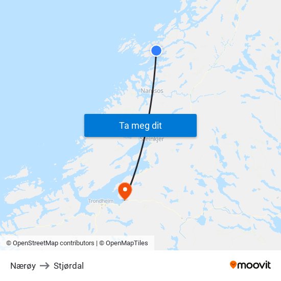 Nærøy to Stjørdal map