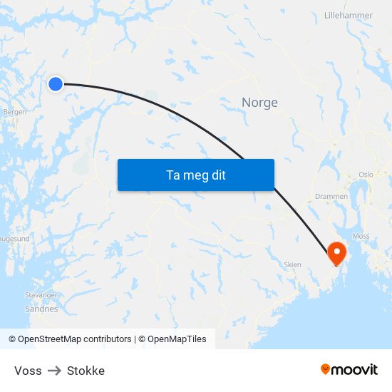 Voss to Stokke map