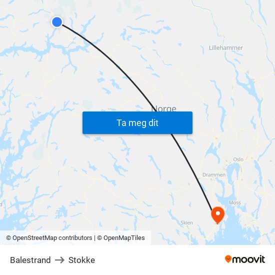 Balestrand to Stokke map