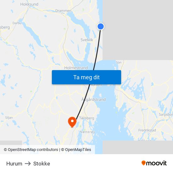 Hurum to Stokke map