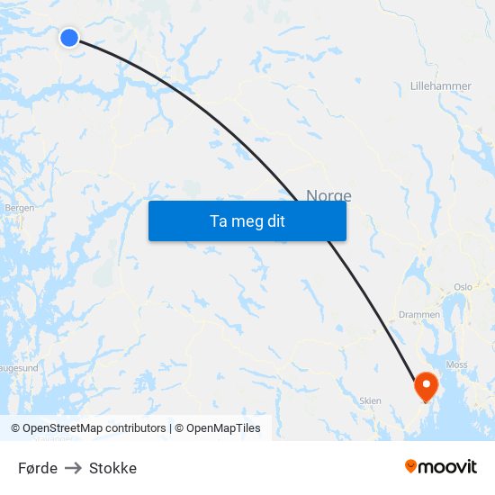 Førde to Stokke map