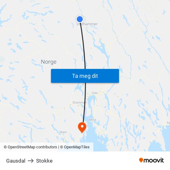 Gausdal to Stokke map