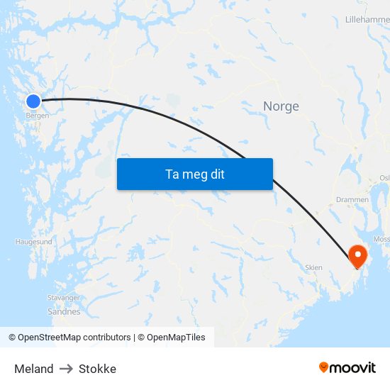 Meland to Stokke map