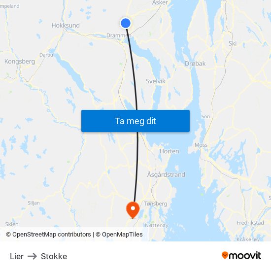 Lier to Stokke map