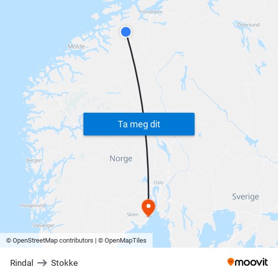 Rindal to Stokke map