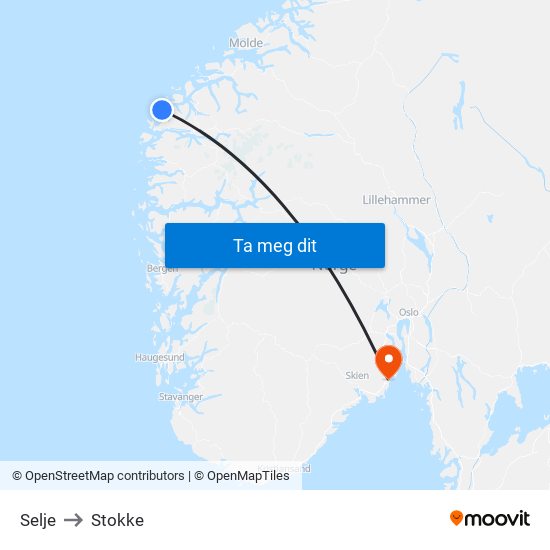 Selje to Stokke map