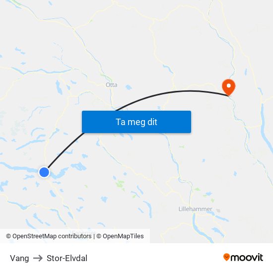 Vang to Stor-Elvdal map