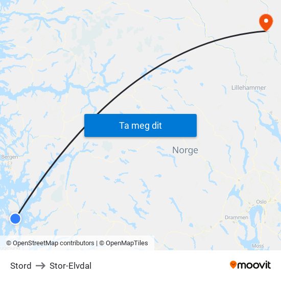 Stord to Stor-Elvdal map