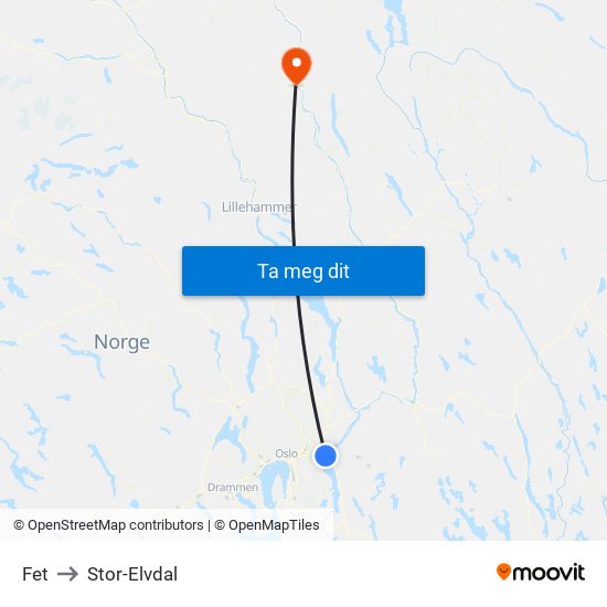 Fet to Stor-Elvdal map