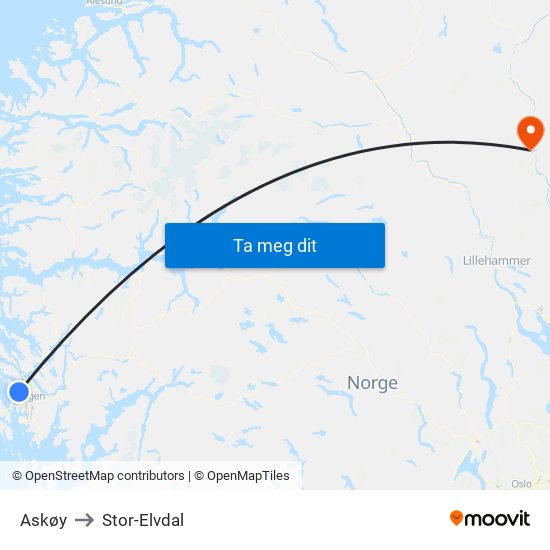 Askøy to Stor-Elvdal map