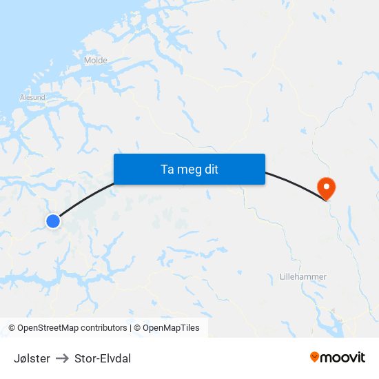Jølster to Stor-Elvdal map