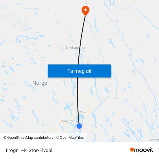 Frogn to Stor-Elvdal map