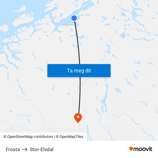 Frosta to Stor-Elvdal map