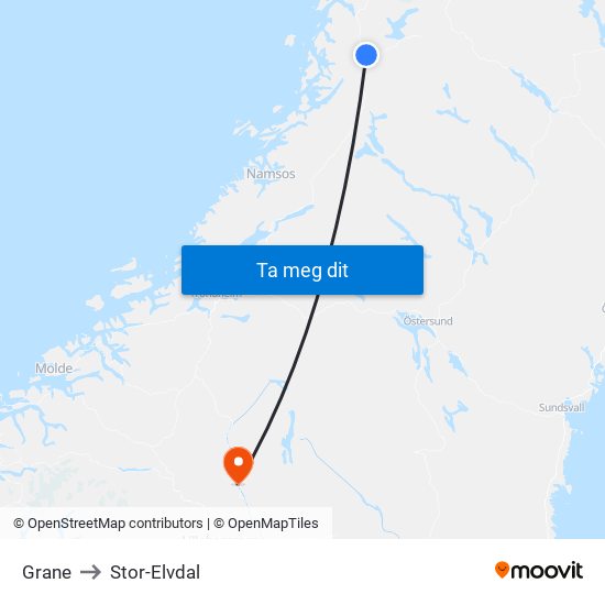 Grane to Stor-Elvdal map