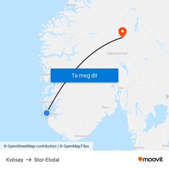 Kvitsøy to Stor-Elvdal map