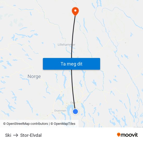 Ski to Stor-Elvdal map
